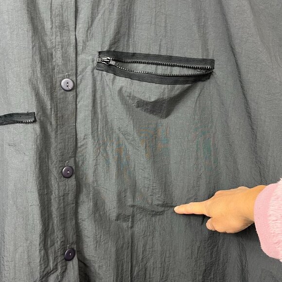 Manahe Art To Wear Nylon Poncho Jacket One Size Unisex Futuristic Lagenlook Grey - Picture 3 of 10